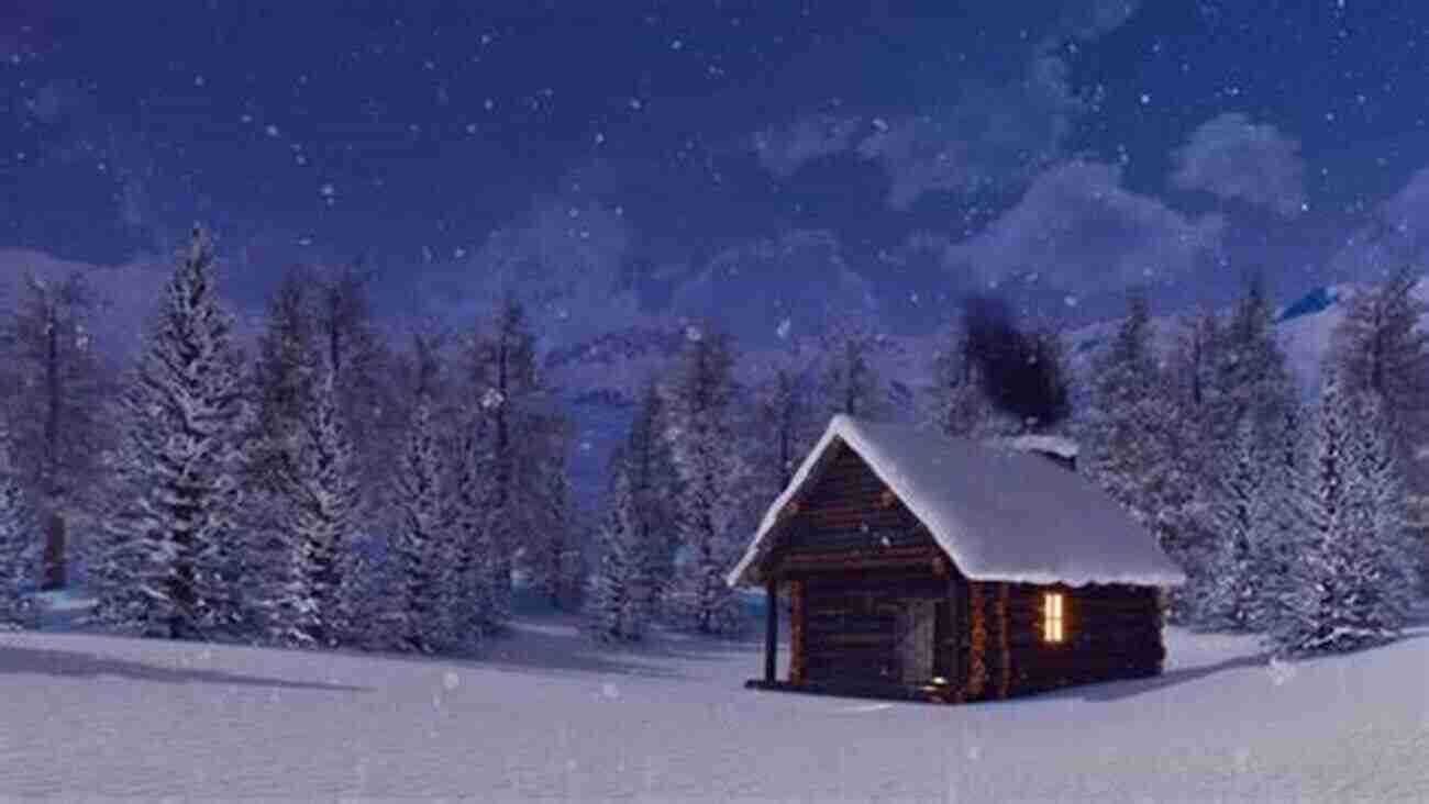 A Lone Cabin In The Snow With Smoke Rising From Its Chimney, Portraying A Peaceful Winter Scene A Night In The Snow