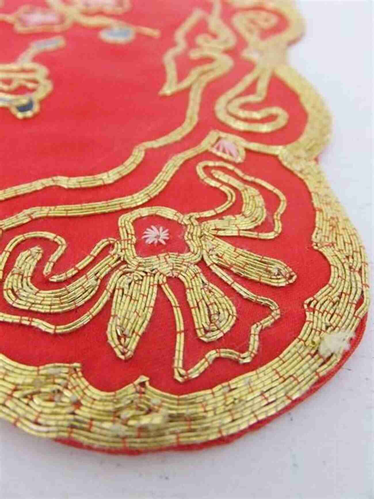 An Example Of Goldwork Embroidery Chinese Style Showcasing Intricate Stitchwork And Stunning Gold Threads Goldwork Embroidery Chinese Style: An Illustrated Stitch Guide