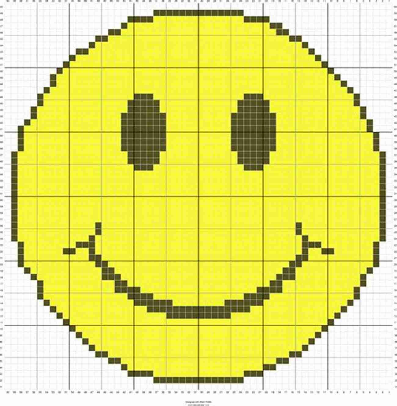 Close Up Of The Happy Face Cross Stitch Pattern Detail And Color Variations Happy Face Cross Stitch Pattern