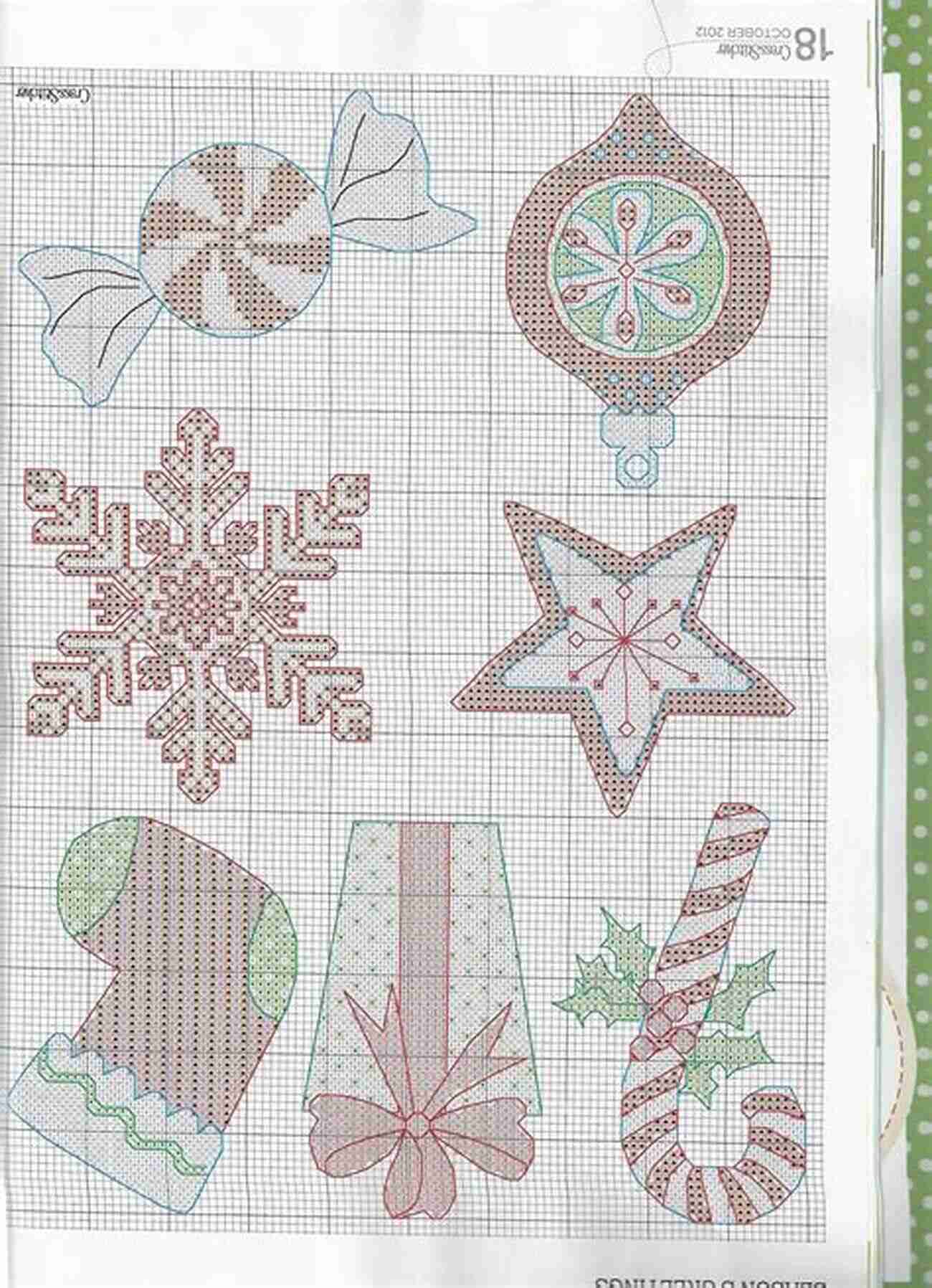 Cross Stitch Pattern Green Star Ornament