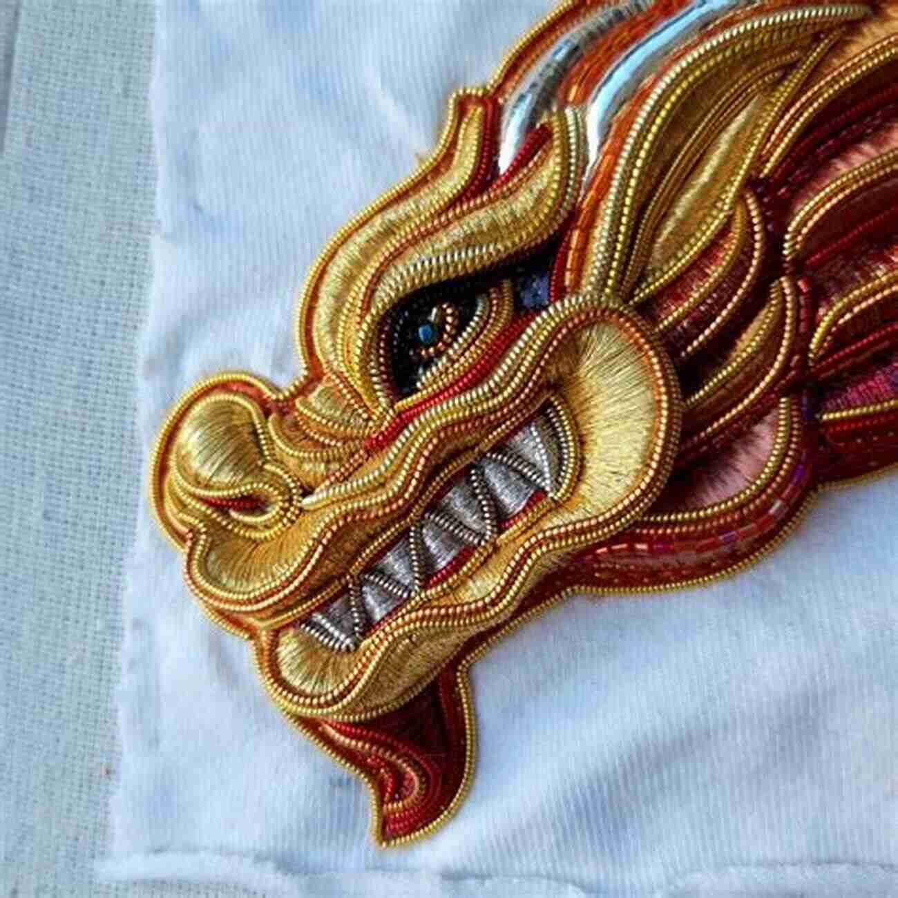 Goldwork Embroidery Chinese Style Showcasing A Dragon Motif Goldwork Embroidery Chinese Style: An Illustrated Stitch Guide