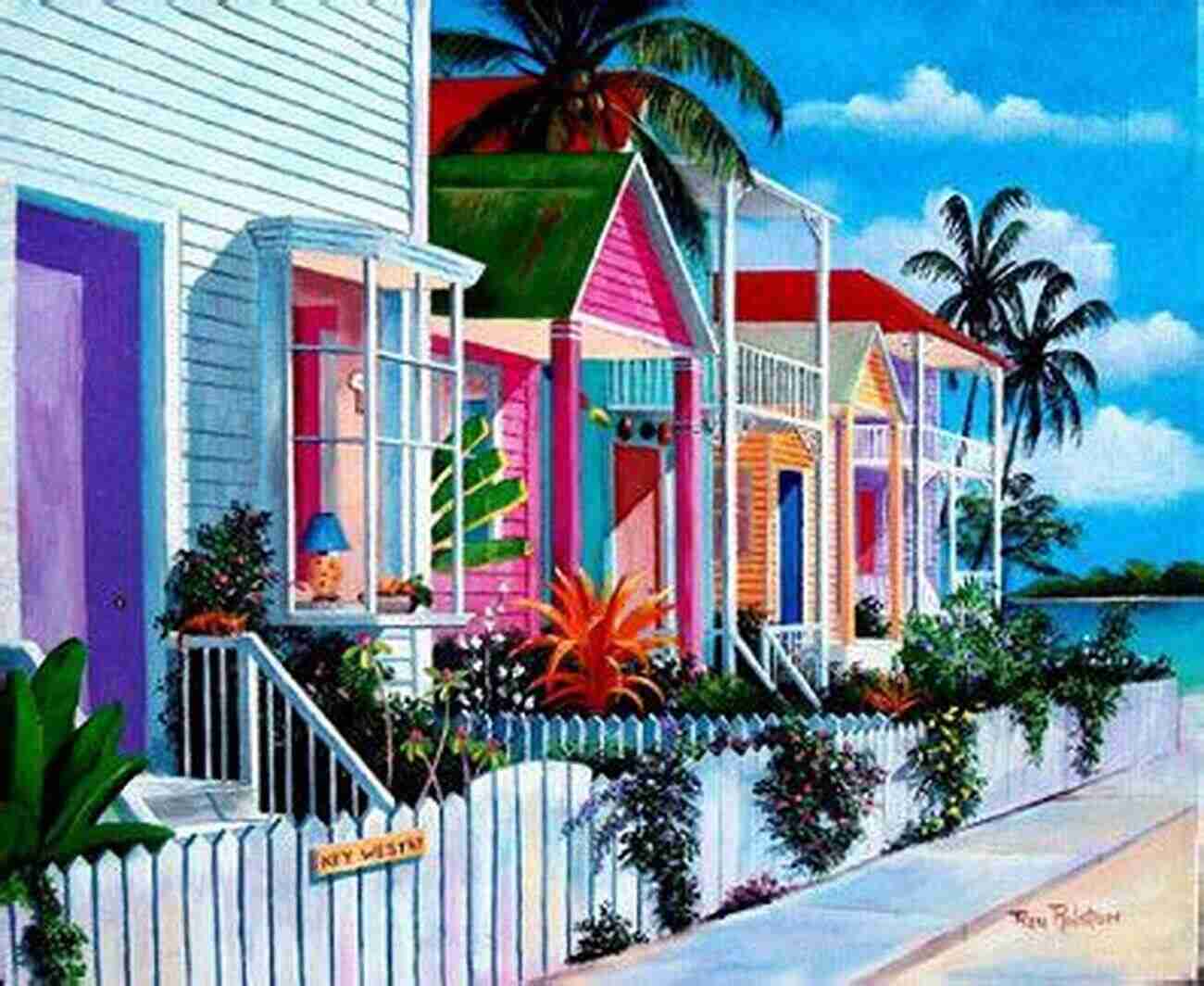 Key West Street A Picturesque Street In Key West Filled With Colorful Buildings, Palm Trees, And Vintage Cars Key West (Images Of America)