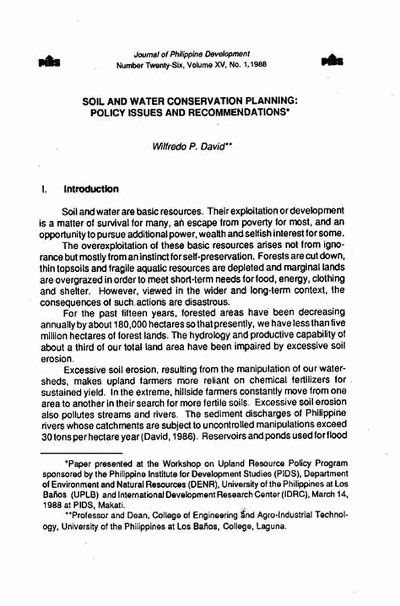 Long Descriptive Keyword: Policy Recommendations For Soil Conservation Soil Conservation In Perspective (RFF Agriculture And Fisheries Set 4)