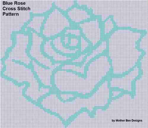 Blue Rose Cross Stitch Pattern