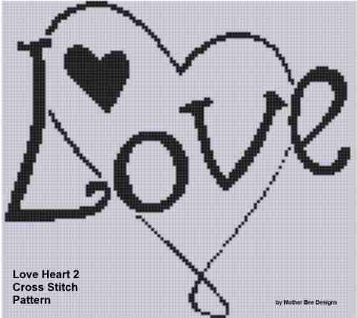 Love Heart 2 Cross Stitch Pattern